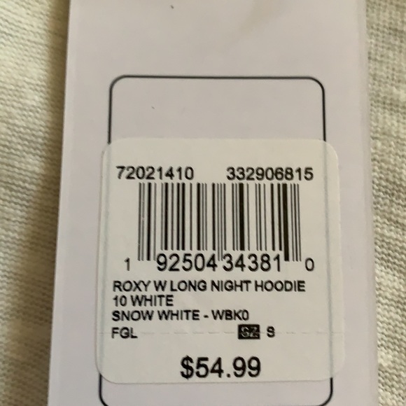 Roxy Snow White hoodie.  NWT!! - Picture 6 of 8
